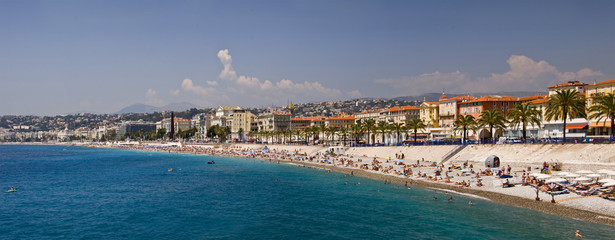 Promenade des Anglais et plage de Nice - France - obrazy, fototapety, plakaty