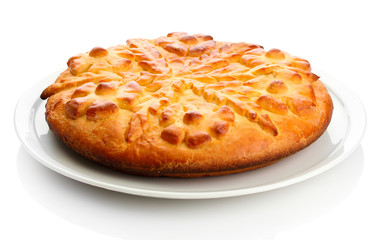 tasty homemade pie, isolated on white