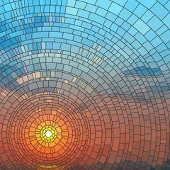 Photo sur Plexiglas Coloré Illustration vectorielle de coucher de soleil en mer.