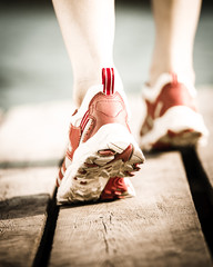 Feet of jogging person