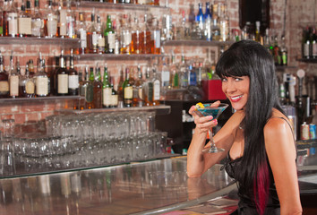 Pretty Smiling Woman with Martini