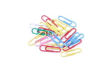 Colorful heap of paper clips