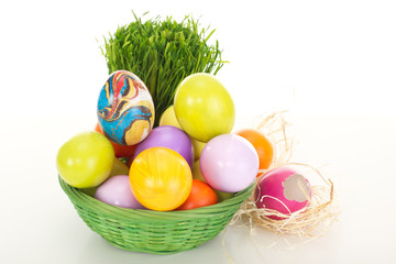 Easter eggs in a basket