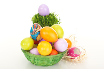Easter eggs in a basket