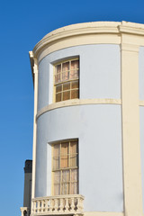 Curved end of town houses