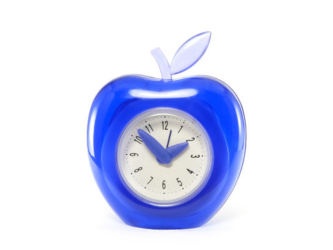 blue clock shaped apple