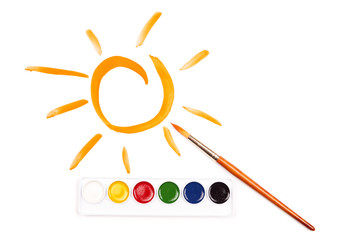 painted sun and watercolor set