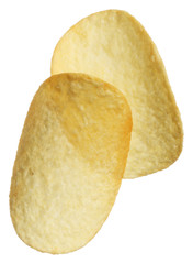 Potato chips isolated on white background