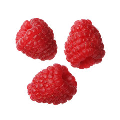 Raspberries isolated on white background, close-up