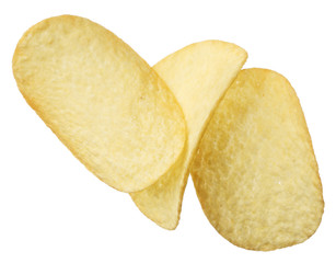 Potato chips isolated on white background