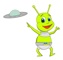 Photo sur Plexiglas Cosmos Illustration vectorielle de dessin animé extraterrestre