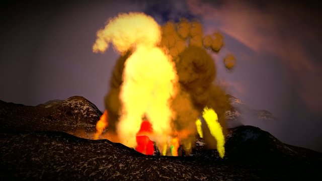 AWESOME VOLCANIC ERUPTION ON THE ISLAND