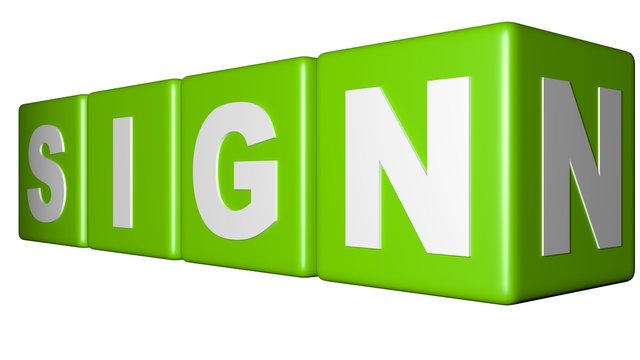 Sign green cubes