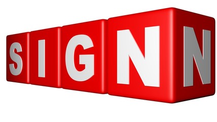 Sign red cubes