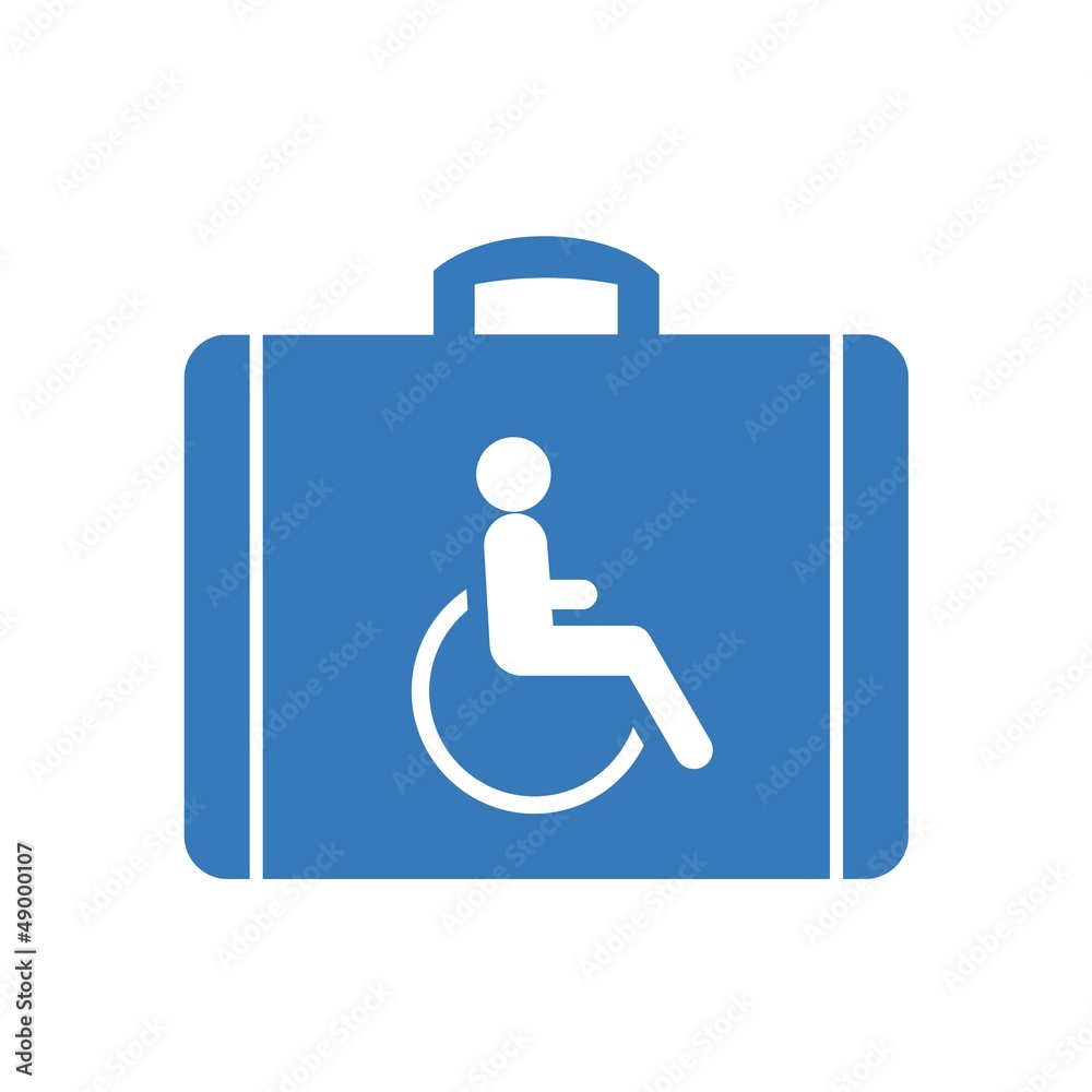 Sticker Personne handicapée en fauteuil roulant dans une valise