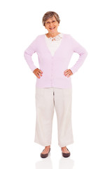 elderly woman full length portrait on white background