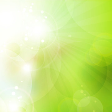 Abstract green bokeh background with lights
