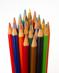 Fototapeta premium Art Supplies Color Pencils in A Group on White