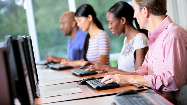Mature Students Attending IT Course