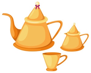 illustration of isolated tea pot set vector