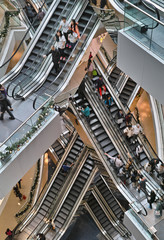 escalators inside shopping mall