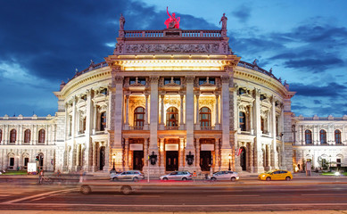 Theater Burgtheater of Vienna, Austria at night
