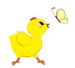 Abstract image of chick with butterfly