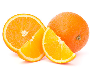 Whole orange fruit and his segments or cantles