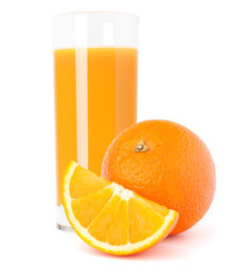 Juice glass and orange fruit