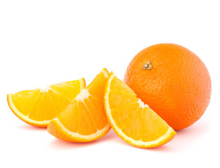 Whole orange fruit and his segments or cantles
