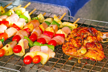 Barbecue on the local market in Thailand