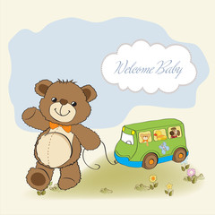baby shower card with cute teddy bear
