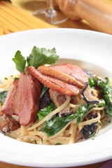 鴨胸スモークパスタ