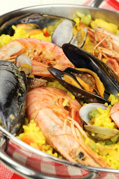 Traditional Spanish seafood paella