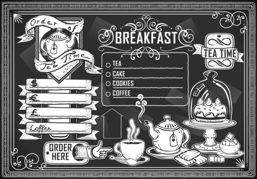 vintage graphic element for bar menu vector on blackboard