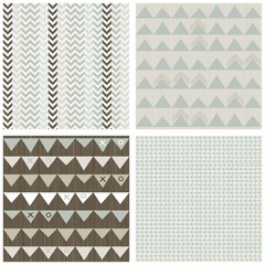 błękitny beżowy biały brązowy papier trójkąty chevron zestaw © demonique