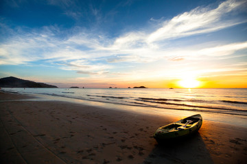 Obraz premium Kayak on the beach at sunset. Thailand.
