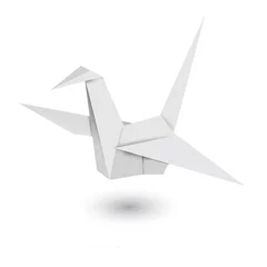 Papier Peint photo Animaux géométriques Illustration de la grue origami isolé sur fond blanc