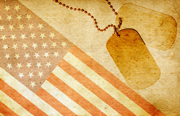 Vintage USA flag and ID tags - 49013394