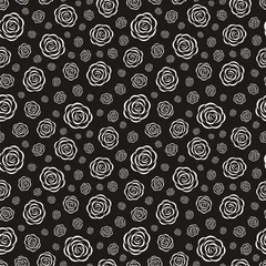 Stickers fenêtre Fleurs noir et blanc Illustration vectorielle de modèle sans couture avec des roses
