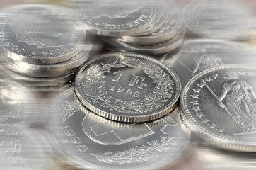 Swiss coins background