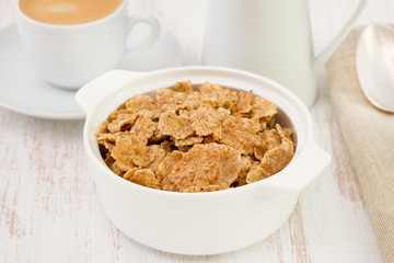 flakes in the bowl with coffee