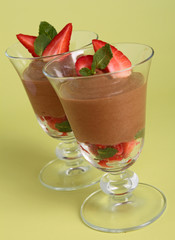 chocolate mousse and strawberry