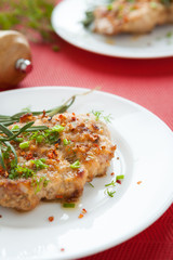 golden cutlet with green onions