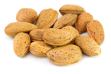 almonds on white background