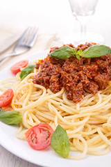 spaghetti with tomato sauce and meat
