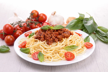 spaghetti with tomato sauce and meat