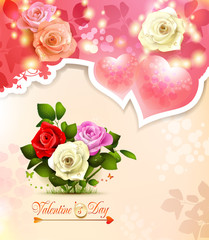 Valentine's day card with hearts and roses
