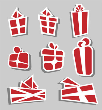 Valentine red gift box sticker set