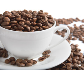 cup with coffee beans